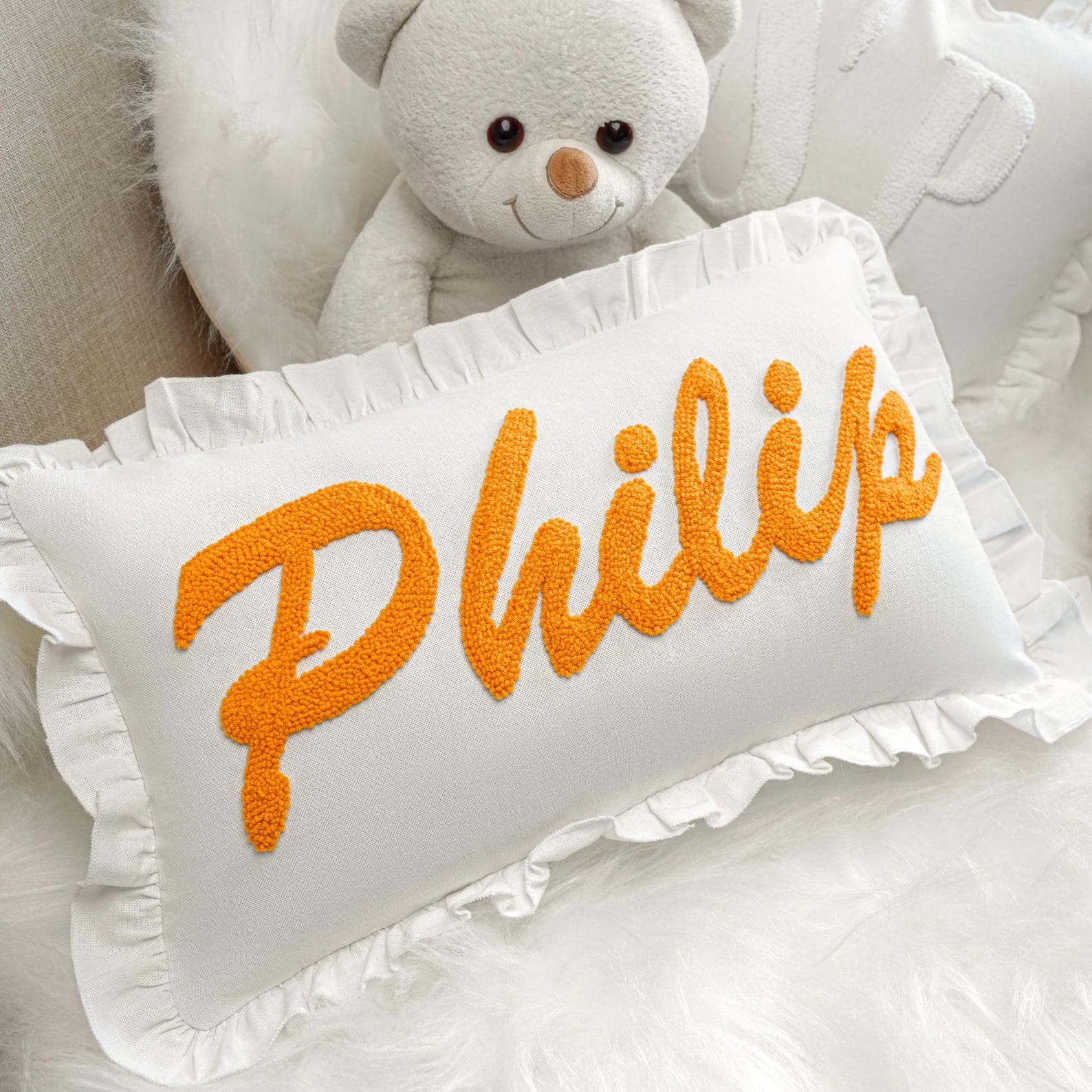 Monogrammed Custom Name Punch Needle Pillow