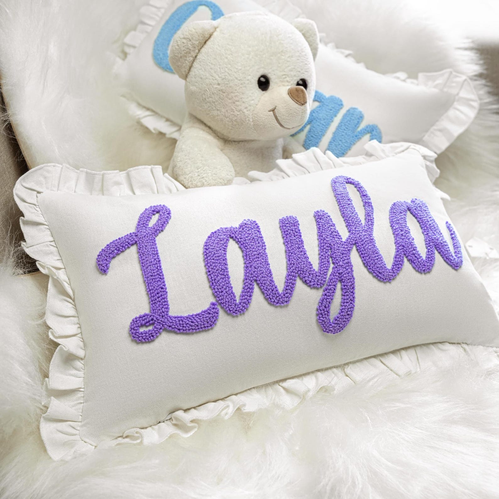 Monogrammed Custom Name Punch Needle Pillow