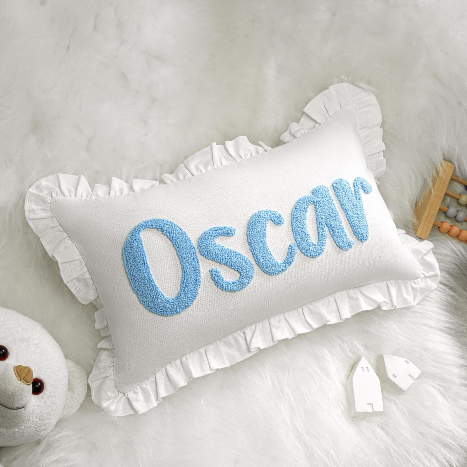 Monogrammed Custom Name Punch Needle Pillow