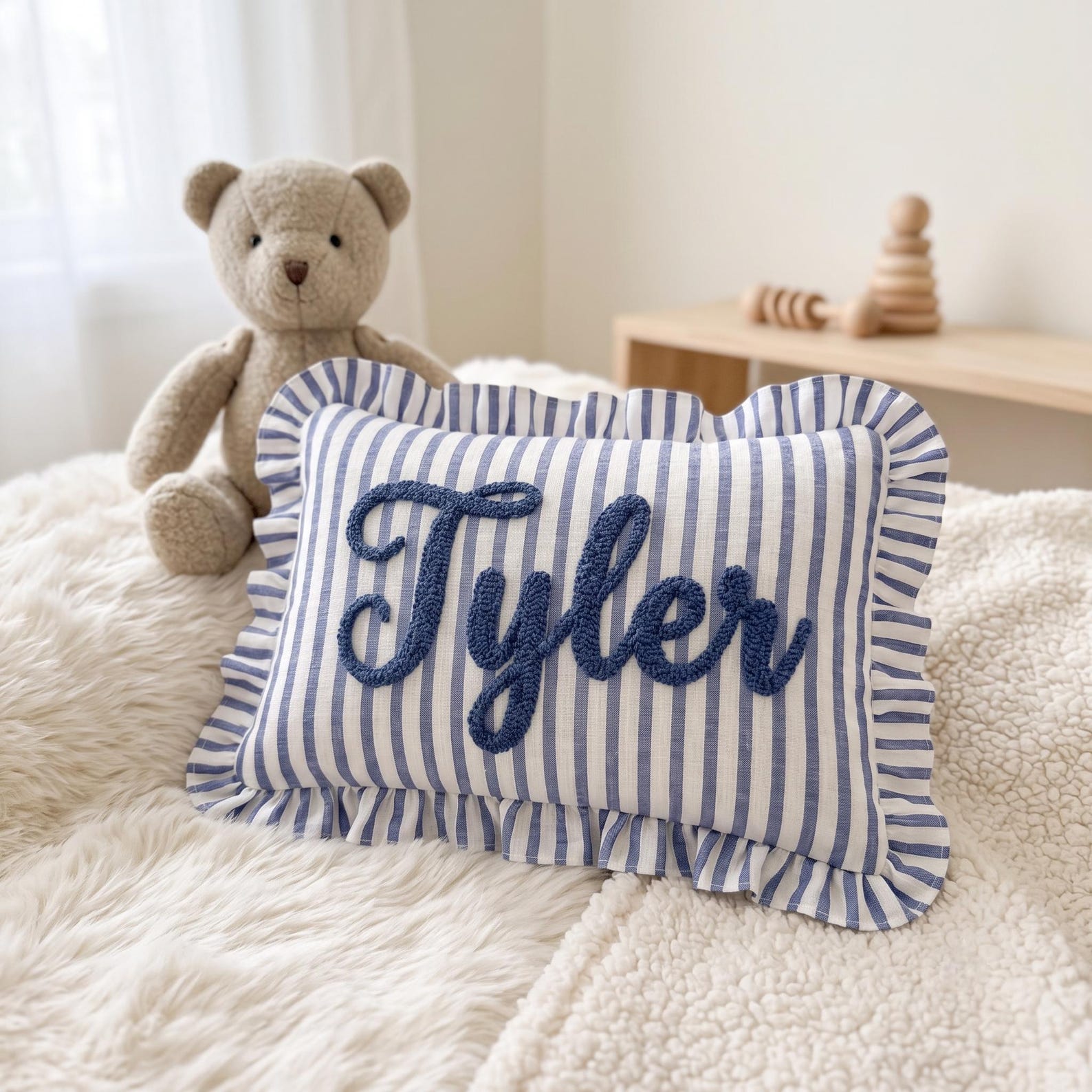 Custom Baby Name Embroidered Pillow