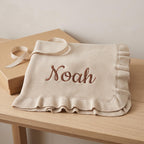 Personalized Ruffle Knit Newborn Name Blanket
